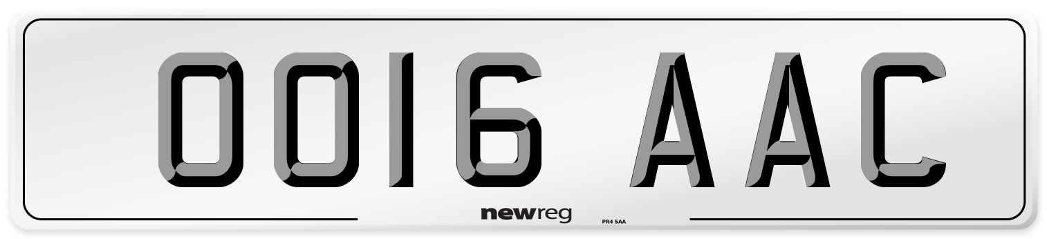 OO16 AAC Number Plate from New Reg